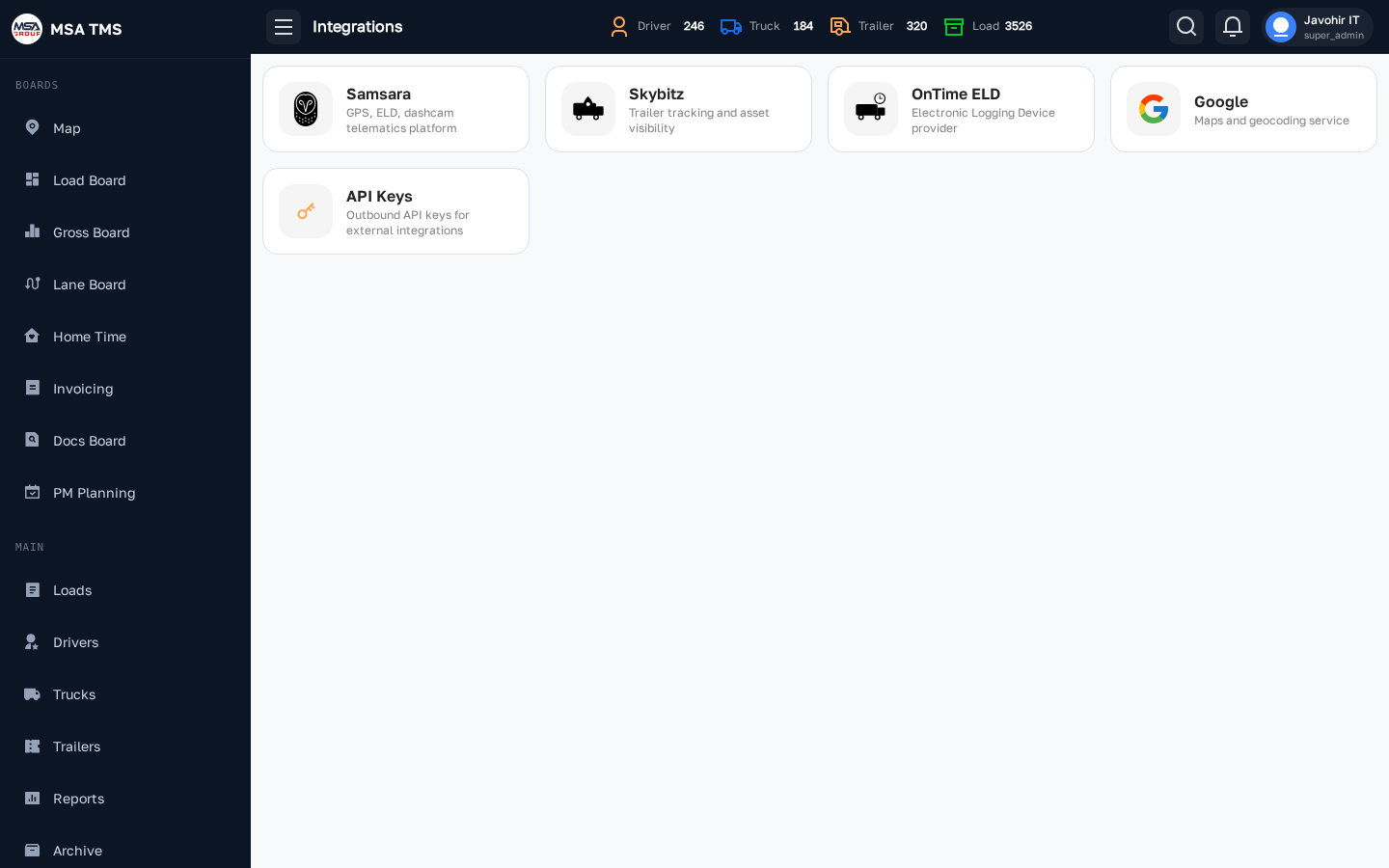 Settings / Integrations