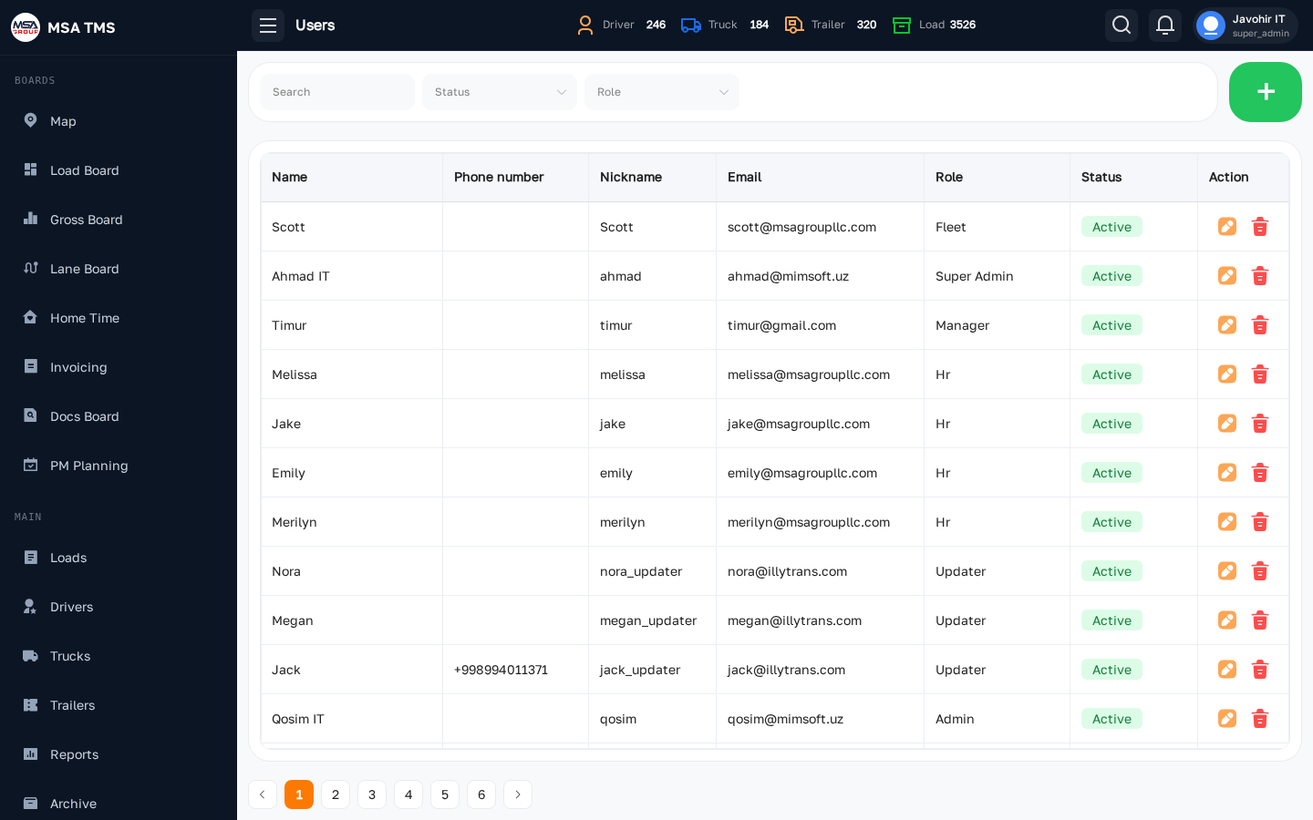 Settings / Users